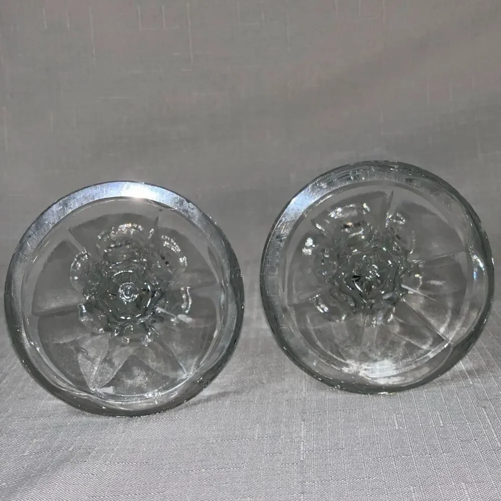 VINTAGE 2PCS Antique Crystal Clear Glass Candlestick Candle Holder Home Decor